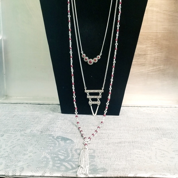 Lucky Brand Layers 3 tier Silver Necklace NWT RETAILS FOR $49 LONG - Picture 9 of 16